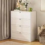 GUAWJRZDP Storage Cabinet, Metal Drawer Chest, Chest of Drawers, Drawer Chest for Bedroom, Large Storage Tower Organizer, for Closet Living Room Entryway, White(4 Drawer Chest)