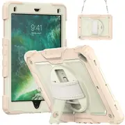 MCC Shockproof iPad 9.7" 2018 6th Gen Strap Rugged Colourful Tough Case Cover Apple iPad6 [Rose Gold+Beige]