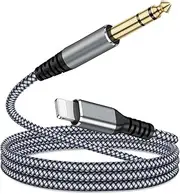 [MFi Certified] Lightning to 1/4 inch Audio TRS Stereo Cable, 6.6FT Lightning to 6.35mm inch Adapter, Compatible with i-Pad, i-Phone 14/13/12/Pro, for Amplifier,Speaker,Mixer[NOT For Recording]