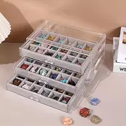 CLUQMEIK Acrylic Rock Collection Miniature Display Case with 54 Grids Storage Compartments Rock Collection Boxes Display Organizer for Collectibles Crystal /Rock