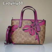 NWT Coach CY736 City Mini Tote Bag In Signature Canvas With Bow Print $250