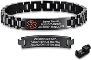 [Gamtic] Personalized Medical Alert Bracelets for Men-Stainless Steel Waterproof Medical ID Bracelets Customizable Medic Info, Medic Life Alert Bracelet Wristband Jewelry for Diabetic Epilepsy Allergy, 8.27