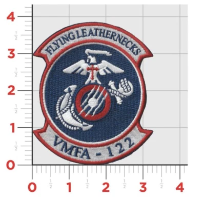 MARINE CORPS VMFA-122 FLYING LEATHERNECK SQUADRON HOOK & LOOP EMBROIDERED PATCH
