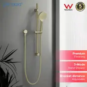 Decaura Adjustable Round Brushed Gold Hand Held Shower Head on Sliding Rail Set