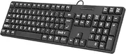Large Print Keyboard, 104 Keys USB Wired Computer Keyboard Compact Portable Ergonomic Keyboard for Seniors and Visually Impaired, Plug and Play