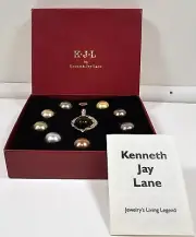 Vintage KJL Kenneth Jay Lane Interchangeable Pendant Simulated Pearl Set NOS