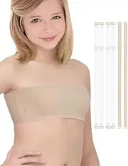 [iMucci] Girls Bandeau Bra Seamless Clear Strap Training Bras for Girls Sports Tube Top with Adjustable Clear Straps 7-16Y