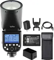 A [GODOX Authorized Agency] GODOX V1-C Round Head Camera Flash CANON 76WS 2.4G