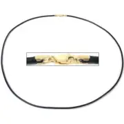 Black Leather Cord Necklace Jewelry 14K Gold Clasp 16" 2 Pcs