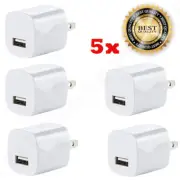 5x White 1A USB Power Adapter AC Home Wall Charger US Plug FOR iPhone 5S 6 7 8 X