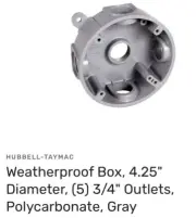 ⚡️Hubbell PRB575GYKO 5 Hole 3/4” Threaded Outlet Round Weatherproof Box⚡️QTY 1