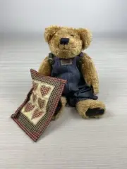BOYDS BEARS 1998 QUILT PATCH BEARS DELBERT POSEABLE BEAR WITH BEARWEAR