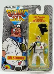 BIONIC SIX DR SCARAB DIECAST FIGURE ON CARD 1986 LJN TOYS