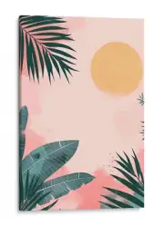 Tropical Palm Sunset Canvas Print, Modern Home Wall Decor Art