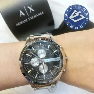 帝安諾-實體店面 AX Armani Exchange 三眼三環計時碼錶 銀色 不鏽鋼錶帶 黑色 男錶 AX2152【APP下單享4%點數】