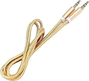 3.5mm Aux Cable, Male to Male Stereo Auxillary, 3.5mm Audio Cable, Aux Cord Compatible with Headphone Jack, Smartphones, Home, Car, Speaker Cable, Stereos, Tablets - Auxiliary Cord (Gold)