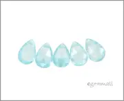6 Cubic Zirconia Flat Briolette Beads 6x9mm Light Swiss Blue #64682