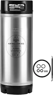 Hilangsan New 5 Gallon Ball Lock Keg Stainless Steel Beer Keg with Dual Rubber Handle Ball Lock Corny Keg Home Brew Keg