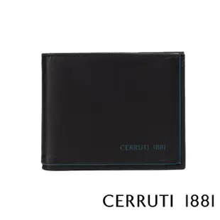 【Cerruti 1881】義大利頂級小牛皮8卡短夾皮夾 CEPU05431M(黑色 贈原廠送禮提袋)