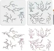 MAYJOYDIY 7 Styles Lightning Stencil 11.8×11.8inch Lightning Bolt Painting Stencil with Paint Brush Reusable Weather Nature Storm Drawing Templates for Wood Canvas Paper Fabric Wall Glass