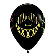 Halloween Neon Masks Fashion Black Latex Balloons 12 Pack