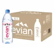 Evian Natural Spring Water 1 L bottle 12 pack