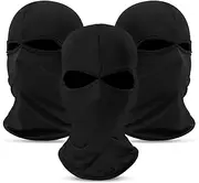 Pack of 3 Bicycle Face Mask, Ski Mask, Thin, Breathable, Black Motorcycle Mask, Black Balaclava for Men and Women, Outdoor Sports, Motorcycle, Bicycle, Hunting, Skiing, Halloween, Black, 35