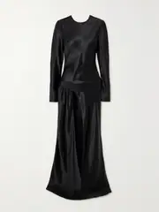 [Christopher Esber] Christopher Esber - Palladium Open-back Draped Satin Gown - Black - UK 6 UK 6 Black