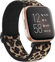 Braided Stretchy Straps Compatible with Fitbit Versa 2 Straps for Women Men,Fitbit Versa Strap,Soft Stretchy Adjustable Nylon Breathable Sport Strap for Fitbit Versa 2/Versa/Versa Lite/SE