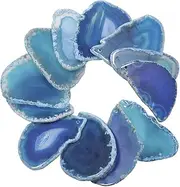 [TUMBEELLUWA] Polished Agate Slices Pendants, Top Drilled Sliced Agate Geode, Pack of 12