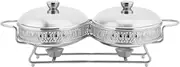 Food Heater - Buffet Server and Heater, Burner to Keep Food Warm, Hot Pot Buffet Set with Toughened Glass Lid, Clear Lid Server Hot Pot Buffet Set,