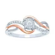 Brilliant Illusion Solitaire Ring with 0.10ct of Diamonds in 9kt White & Rose Gold