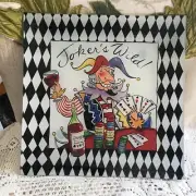Mud Pie Jokers Wild GLASS PLATTER-JOKER WITH CARDS DRINKING WINE COLORFUL