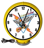 I Love Guitar Music Yellow Lighted Gas Pump Globe Advertising Style Table Clock