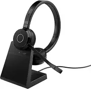 Jabra Evolve 65 TE Wireless Stereo Headset + Stand - UC Cert - Passive Noise Cancelling - USB A Booster - On Ear Bluetooth Headphones with Noise Canc Boom Mic - Clear Voice Calls - Outstanding Audio