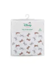 [Disney] Themed Print Size Cot Fitted Sheet in White