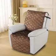 NeColorLife Recliner Chair Cover – Velvet, Non-Slip, Washable Recliner Seat and Back Cover with Elastic Straps, No Armrests, Fits Seats Width Up to 23.6" for Recliners, Sofas (Dark Coffee,1PC)