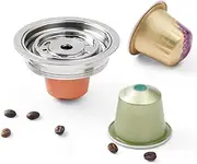 Reusable Coffee Pods Adapter, Stainless Steel Coffee Capsule Converter Holder, Compatible with Delonghi ENV135, GCA1, VertuoNext&POP, with Spoon and Brush (80ML)