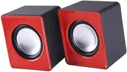 Mini Durable Computer Speakers, Surround Loudspeakers Subwoofer USB Charging Audio Supplies Home Use Laptop Notebook Tablet,2 Pcs, Red