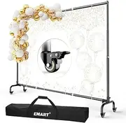EMART Backdrop Stand with Wheels 10x7.5ft/3x2.3m(WxH), Moveable Banner Holder Adjustable Photo Back Drop Frame for Parties Decoration, Photoshoot, Trade Show