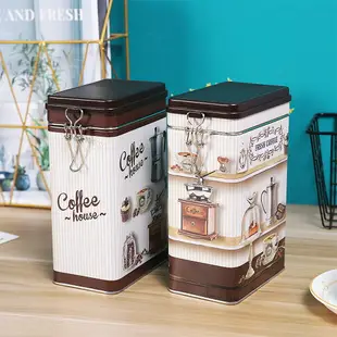 桌面收納盒零食小號咖啡豆奶粉密封罐帶蓋馬口鐵盒子長方形儲物盒