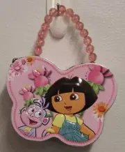 Dora & Boots -Child's Pink Metal Purse`Beads `New Unused