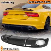 Fit for Audi A7 Sline 2011-2014 REAL CARBON Rear Bumper Diffuser Spoilers Lip (for: Audi)