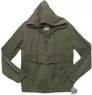 American Heritage Lead Gray Tie Lace Front Anorak Jacket Women's Size Medium New