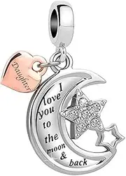[NARTGO] Mom I Love You to The Moon and Back Charm Compatible with Pandora Charms Bracelets, Copper, No Gemstone