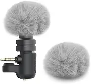 Geekria for Creators Furry Windscreen Compatible with RODE VideoMicro, VideoMic Me, VideoMic Me-C, Mic DeadCat Wind Cover Muff, Windbuster, Windjammer, Fluff Cover Windshield (Grey / 2 Pack)