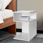 [Levede] Nightstand Bedside Tables Drawers, Small S-Shaped Side Table Accent Side Tables Wood Nightstand Storage Living Room Bedroom Cabinet Small Spaces, Bedside Furniture(33cm x 33cm x 50cm, White)