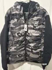 Ecko Unltd Jacket Mens 2XL Street Camo/Black Lined Sherpa Full Zip NWT