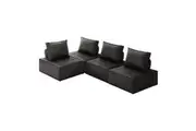 Oikiture 4PC Modular Sofa Lounge Chair Armless TOFU Back PU Leather Black