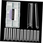 XXL Square Nail Tips, No C Curve Clear Acrylic Nails Tapered Square 500 pcs